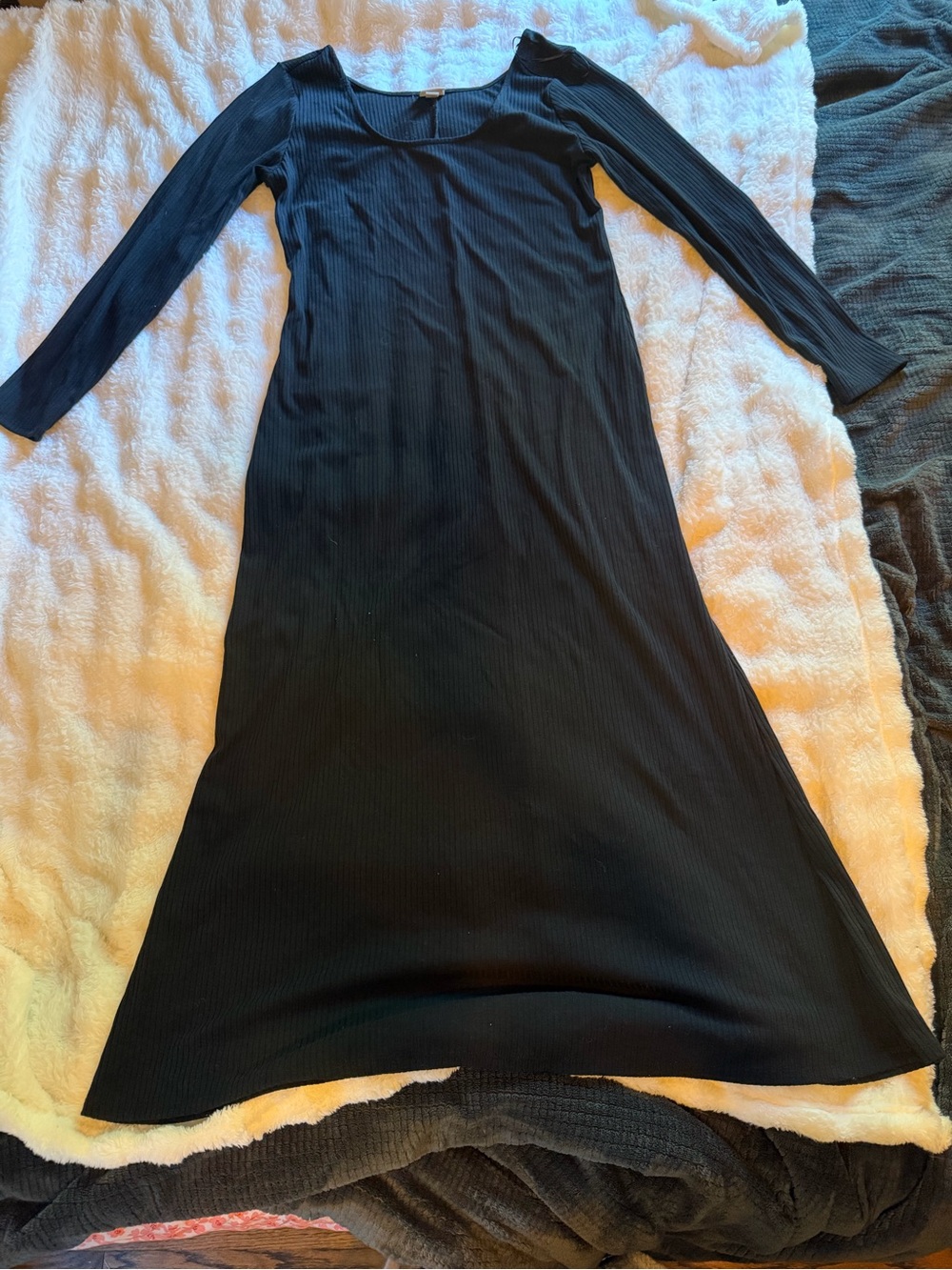 a new day Black Ribbed Long-Sleeve Maxi Dress